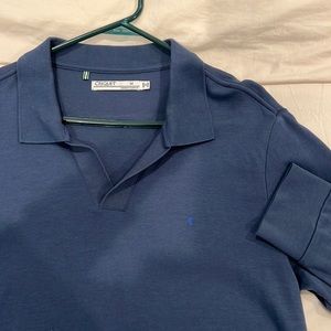 Criquet long sleeve polo; medium size; navy blue